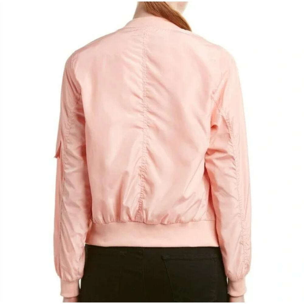 Love Tree Shiny Zip Up Bomber Jacket Pink Sheen Womens Size Large - Picture 2 of 15